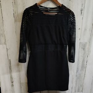 Lulu's Perfect Mesh Black Bodycon Dress Women's Large Undersized Stretch Formal